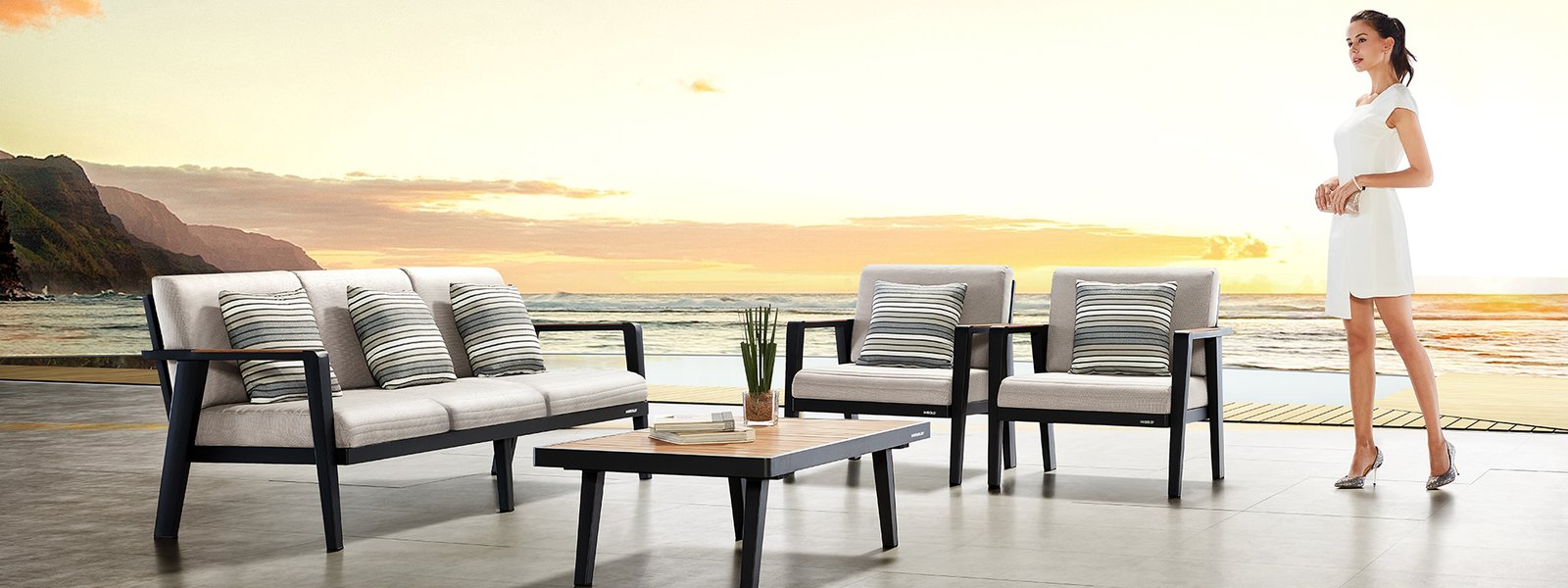 Meridien kerti garnitúra (asztal, kanapé, 2db fotel) - Image 2